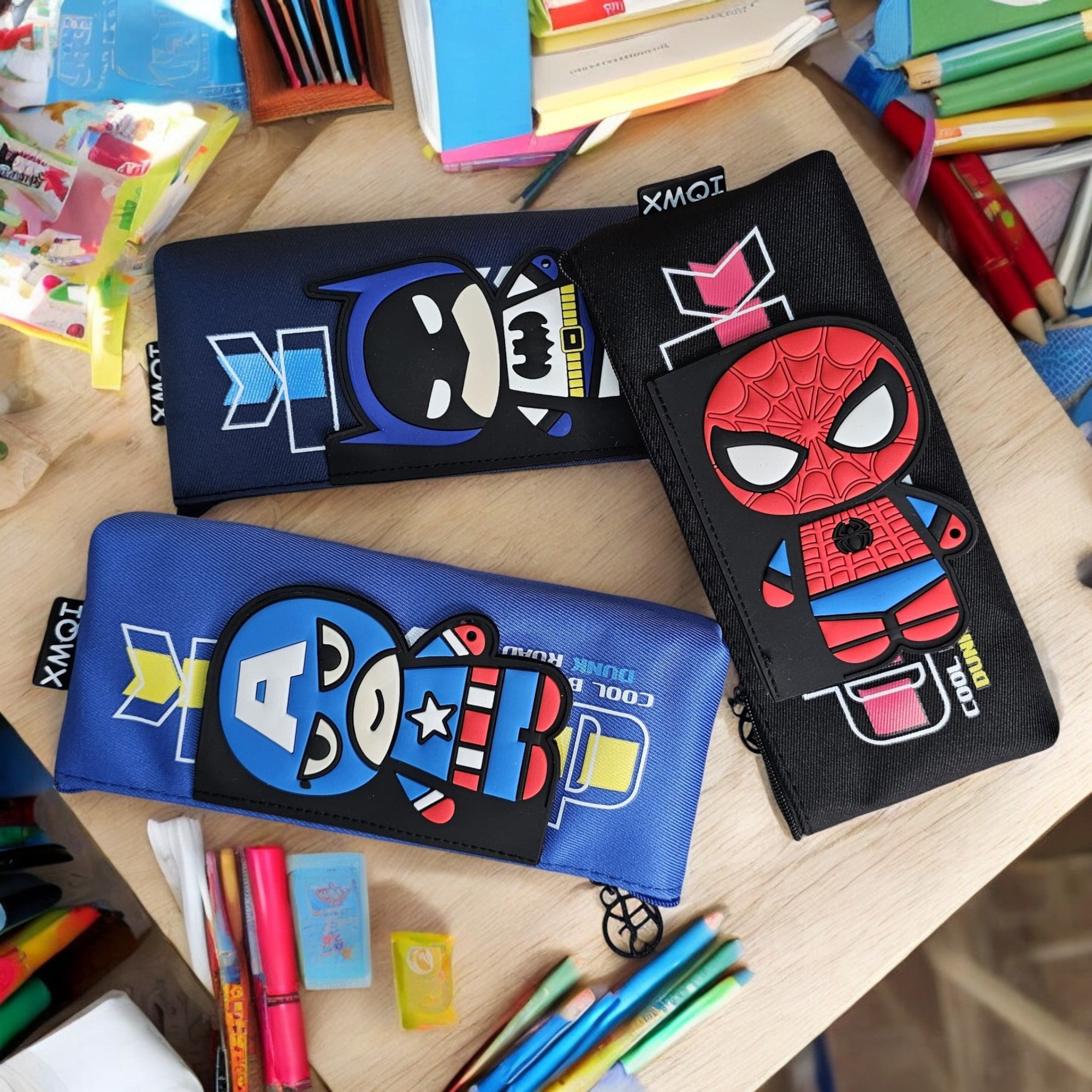 Superhero avenger -Themed Soft Pouch for Kids – Trendy & Durable Single Chain Pencil Case Featuring Spiderman, Batman & Captain America | Perfect Return Gift & School Essential for Students | Available at www.usmile.toys